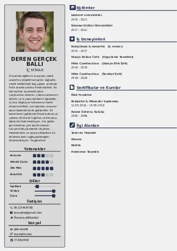 İç Mimar Cv Örnekleri cv indir